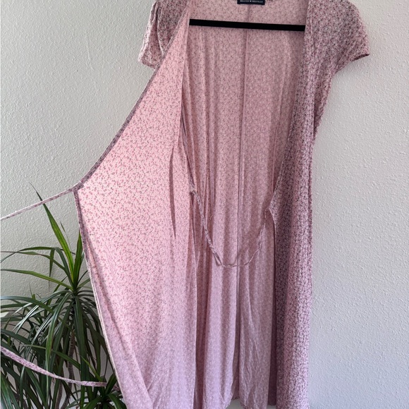Brandy Melville Floral Pink Wrap midi Dress 100%viscose made in Italy - Picture 5 of 6